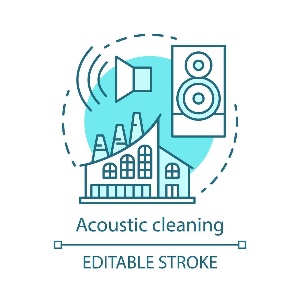 icône de concept de nettoyage acoustique. idée de méthode de maintenance illustration de la ligne mince. générant de puissantes ondes sonores. systèmes de manutention et de stockage. dessin de contour isolé de vecteur. trait modifiable vecteur