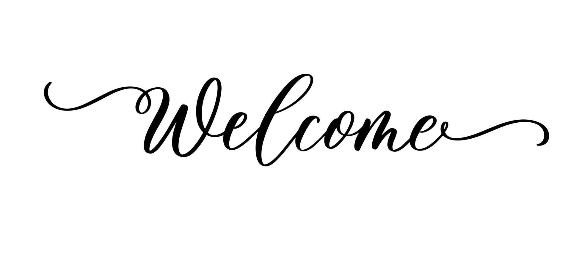 bienvenue - inscription calligraphique avec des lignes douces. vecteur