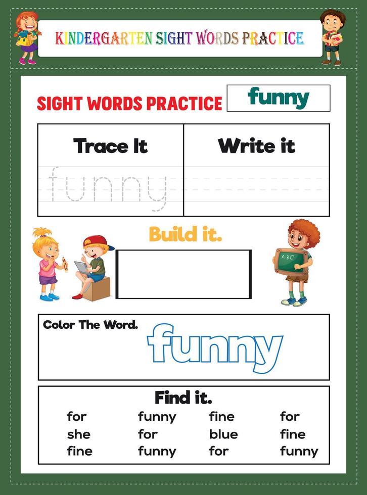 la pratique des mots de la vue de la maternelle vecteur