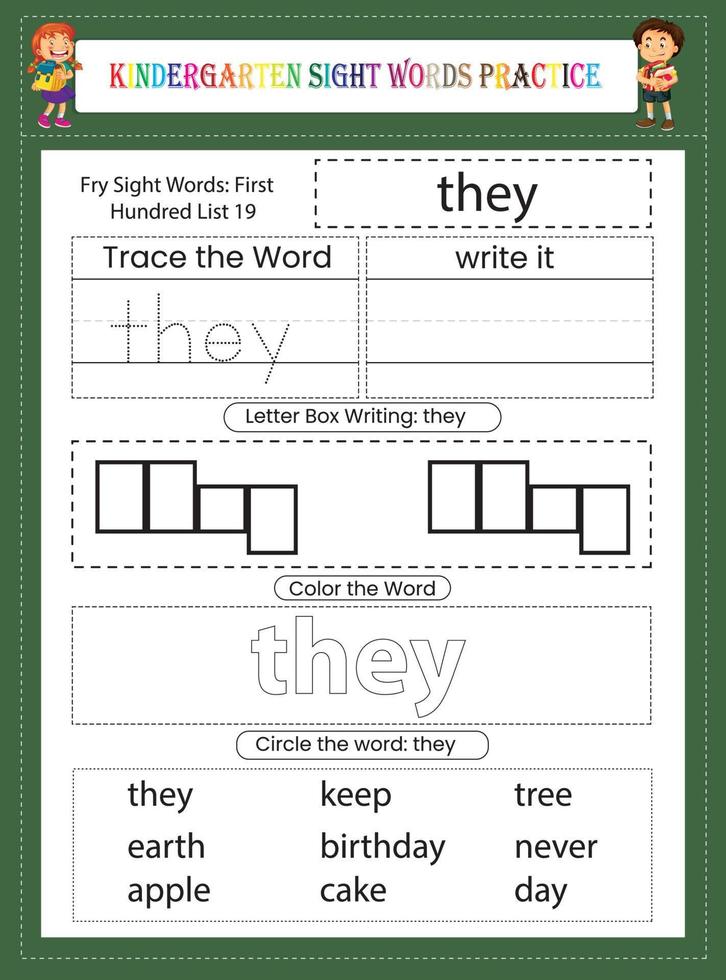 la pratique des mots de la vue de la maternelle vecteur