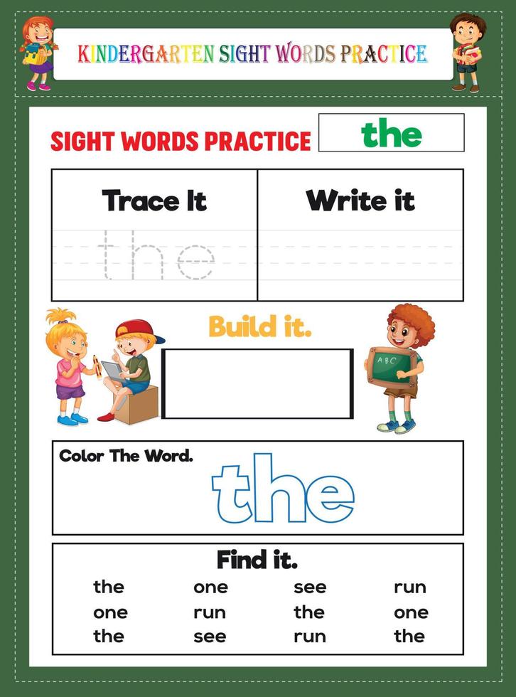 la pratique des mots de la vue de la maternelle vecteur