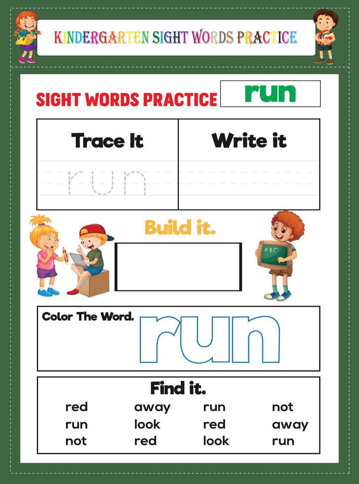 la pratique des mots de la vue de la maternelle vecteur