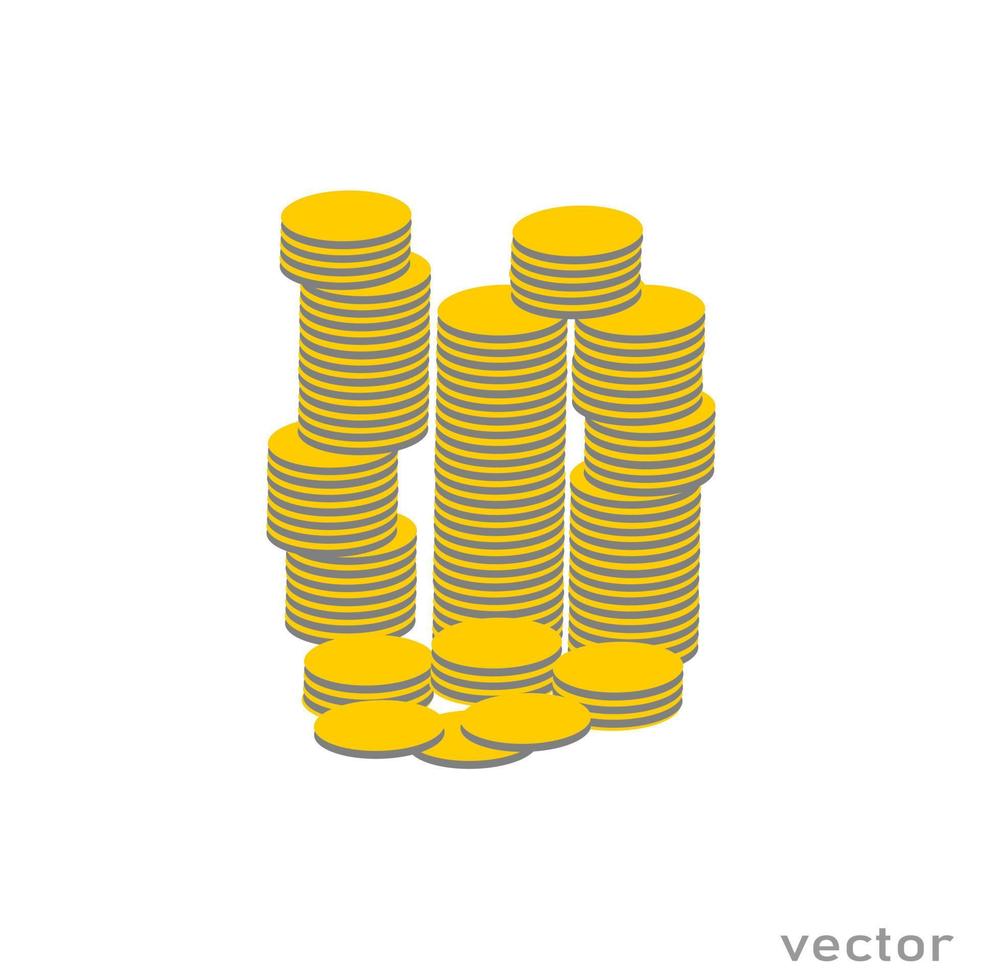 une pile de pièces d'or. vecteur de tour de pièce isolée. notion de finances