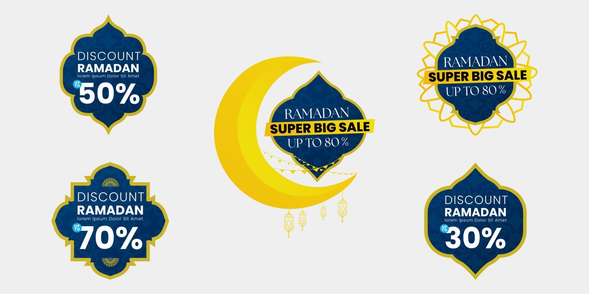 étiquette de super vente ornement ramadan bleu vecteur