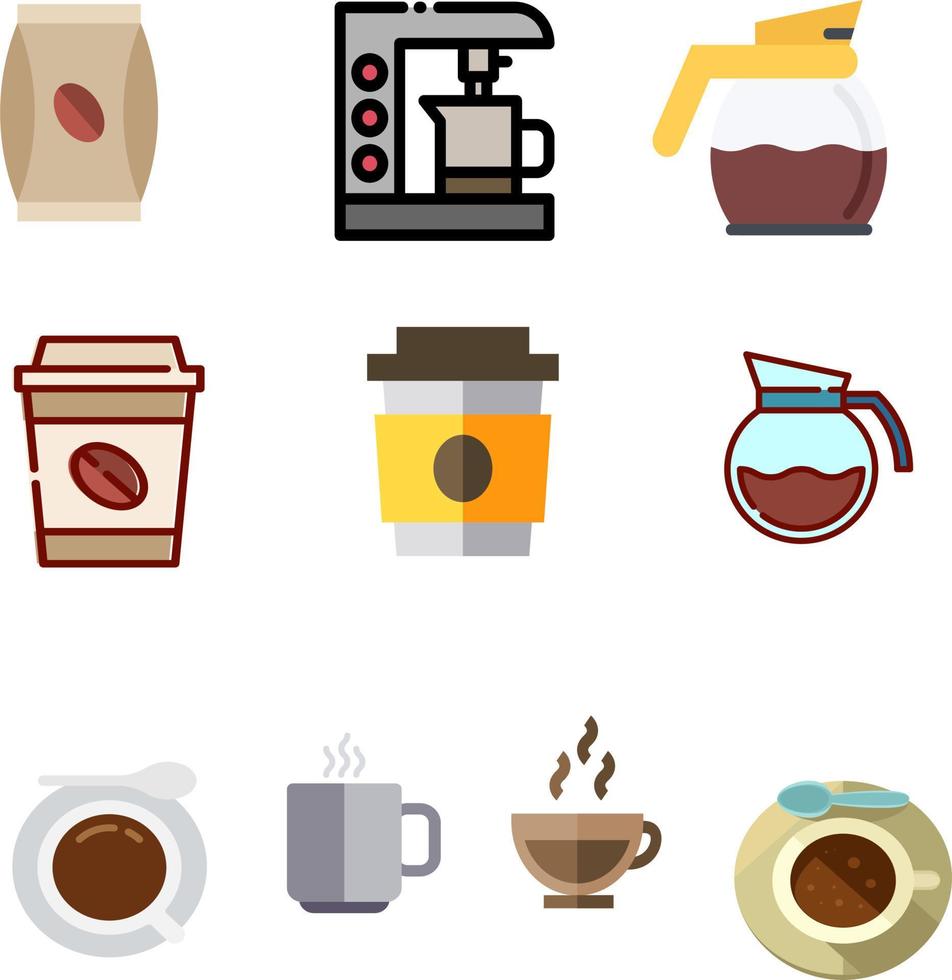ensemble d'icônes vectorielles de tasse de mélange de café vecteur