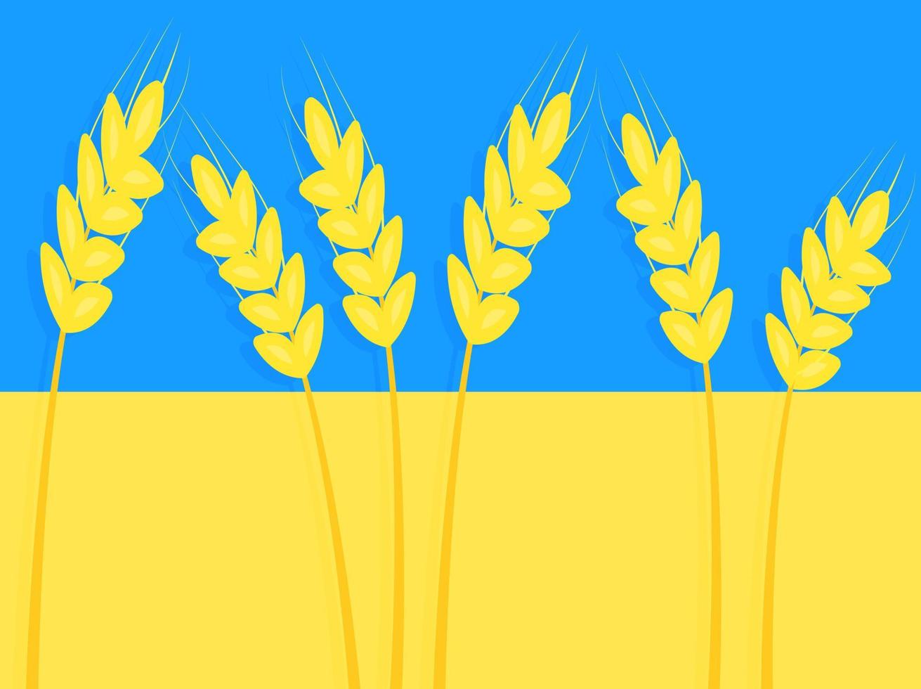 drapeau ukrainien avec champ de blé et ciel bleu. étiquette de vecteur