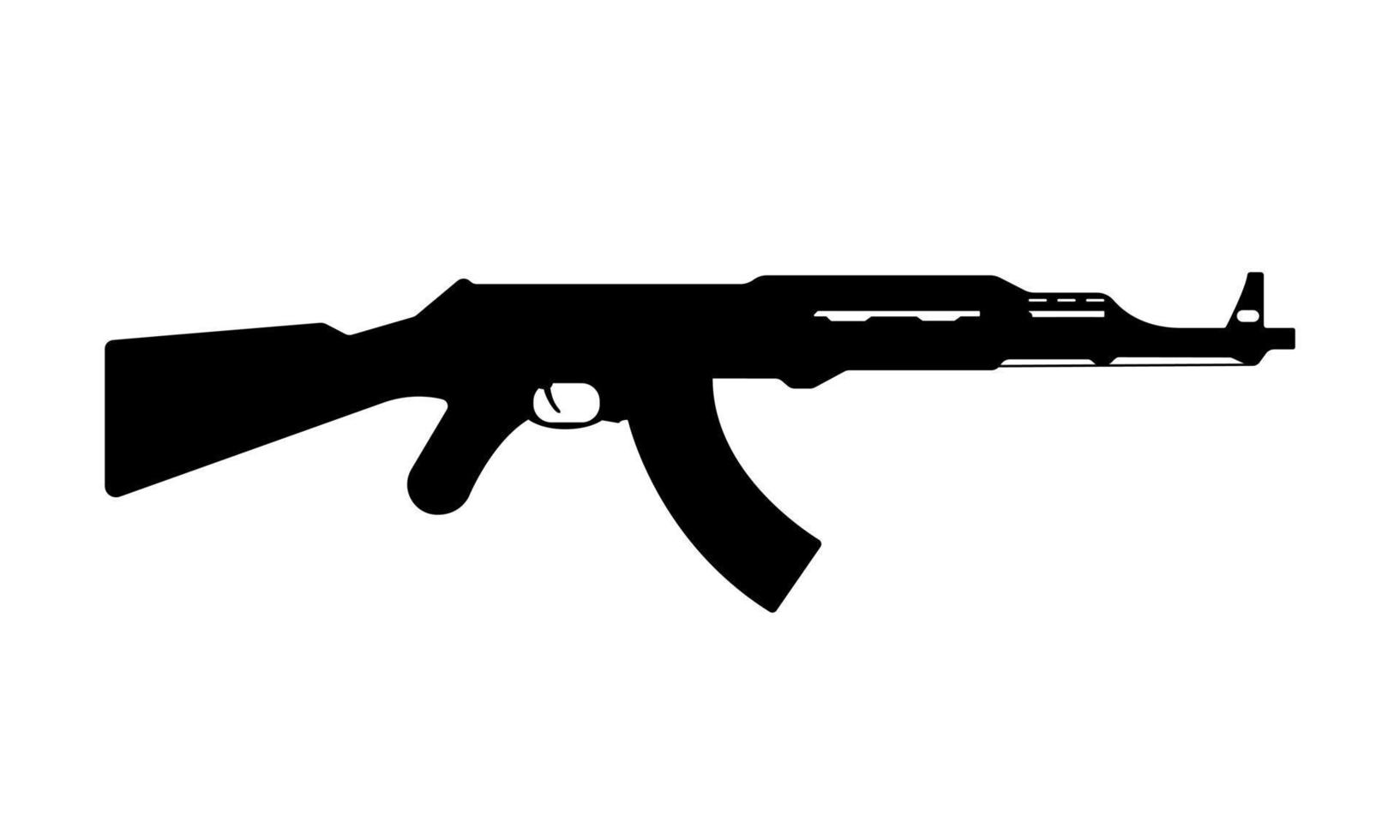 icône silhouette ak47. pictogramme de fusil d'assaut kalachnikov. icône de mitrailleuse russe. symbole d'arme. munitions de guerre en acier. ak 47 création de logo unique. illustration vectorielle isolée. vecteur