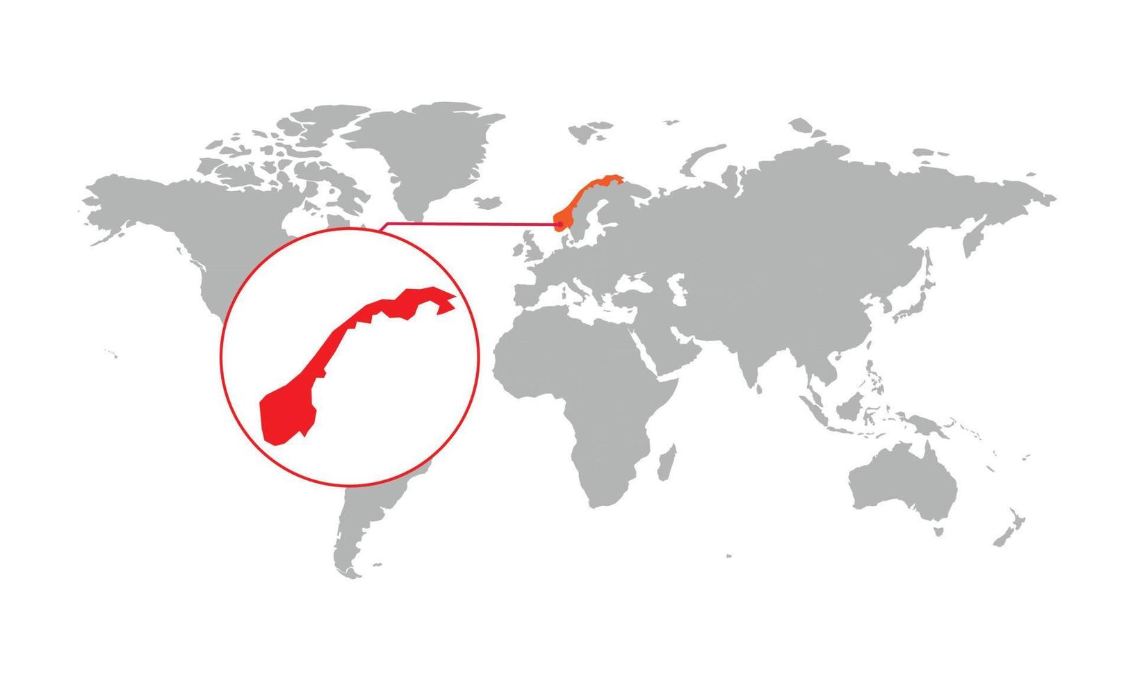 mise au point de la carte norvège. carte du monde isolée. isolé sur fond blanc. illustration vectorielle. vecteur