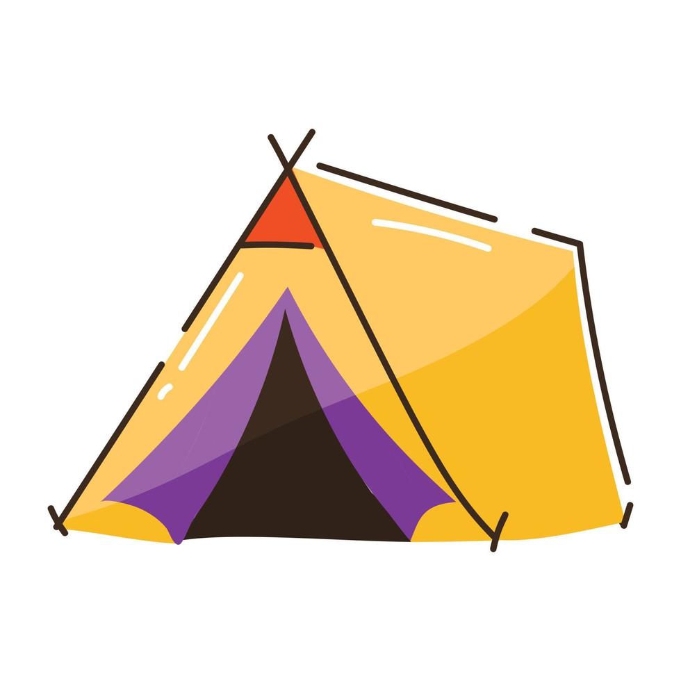 icône de doodle plat facile à utiliser de la tente vecteur