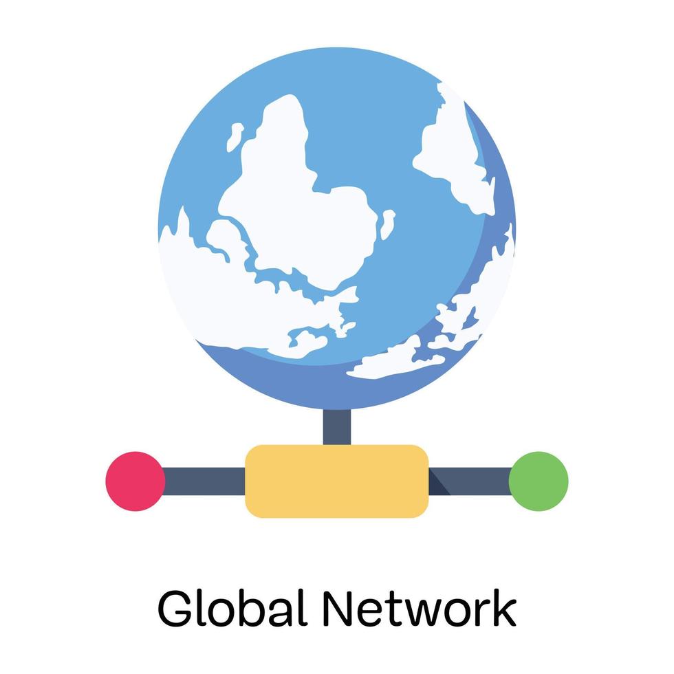 icône plate soigneusement conçue du réseau mondial vecteur