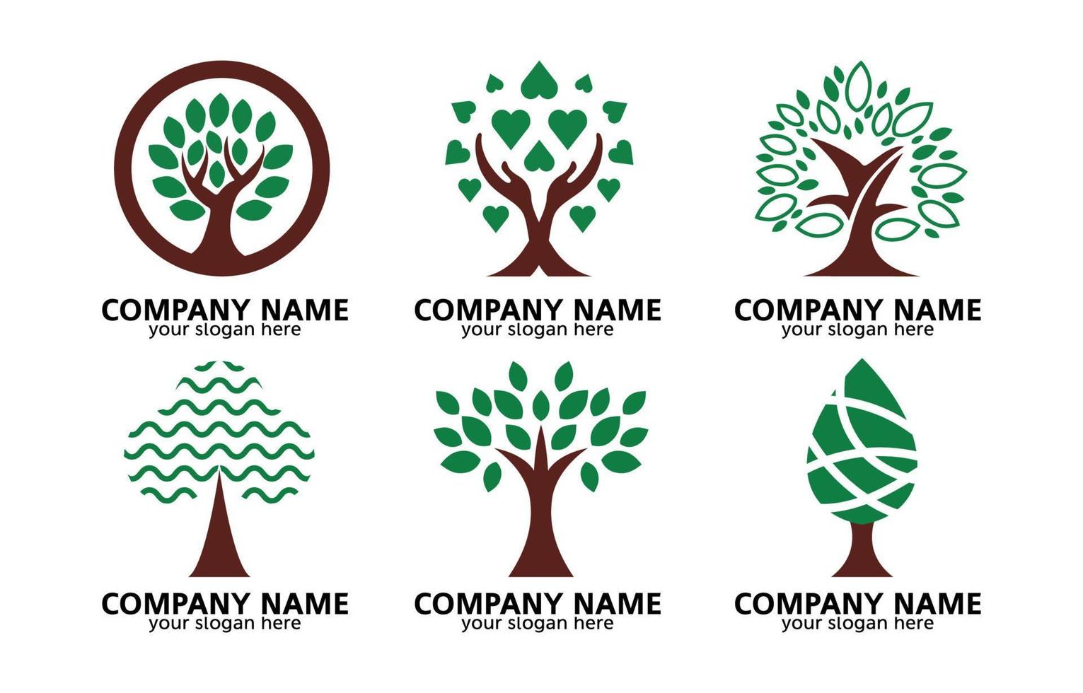 ensemble de logo d'arbre vecteur