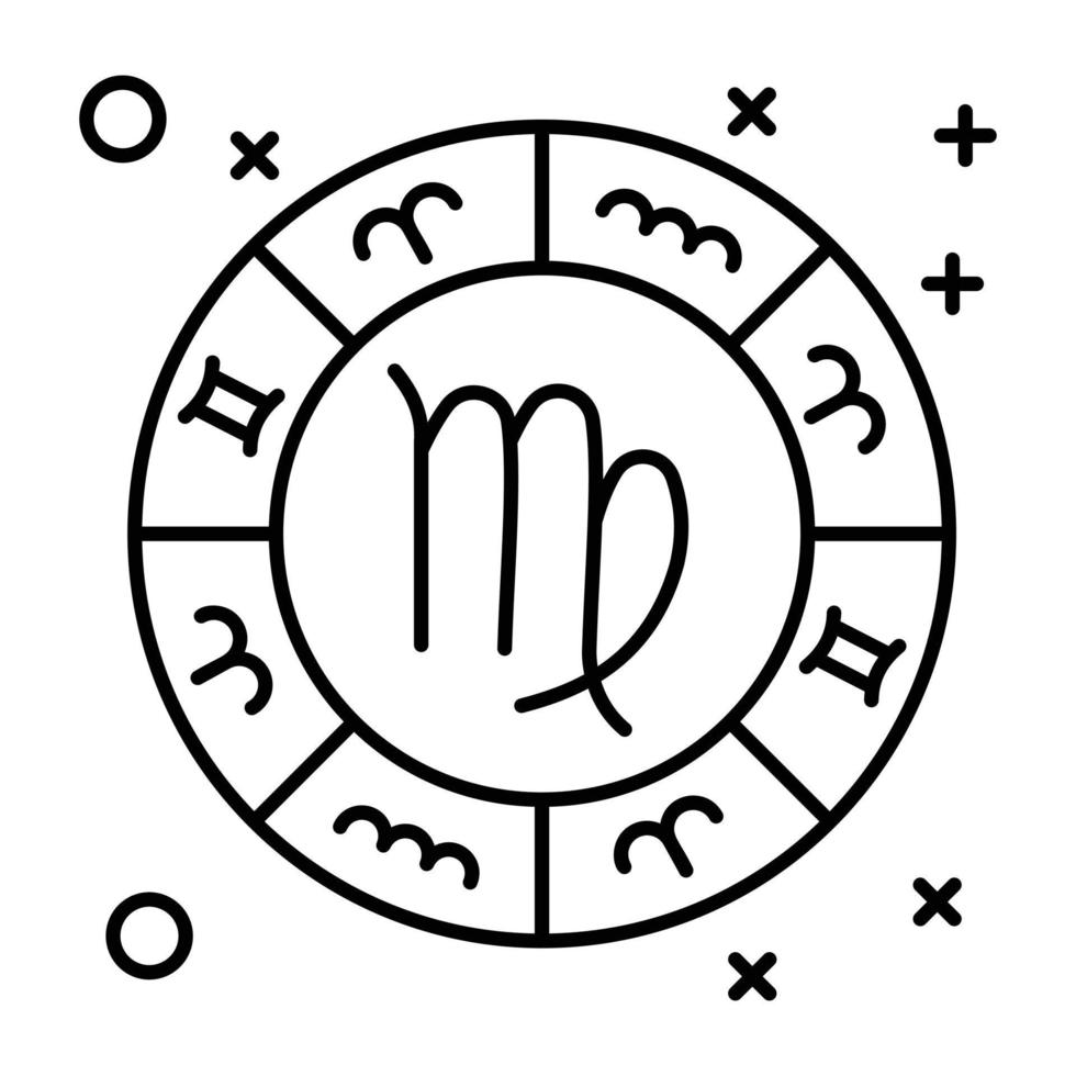 symbole du zodiaque, conception d'icône linéaire de la vierge vecteur