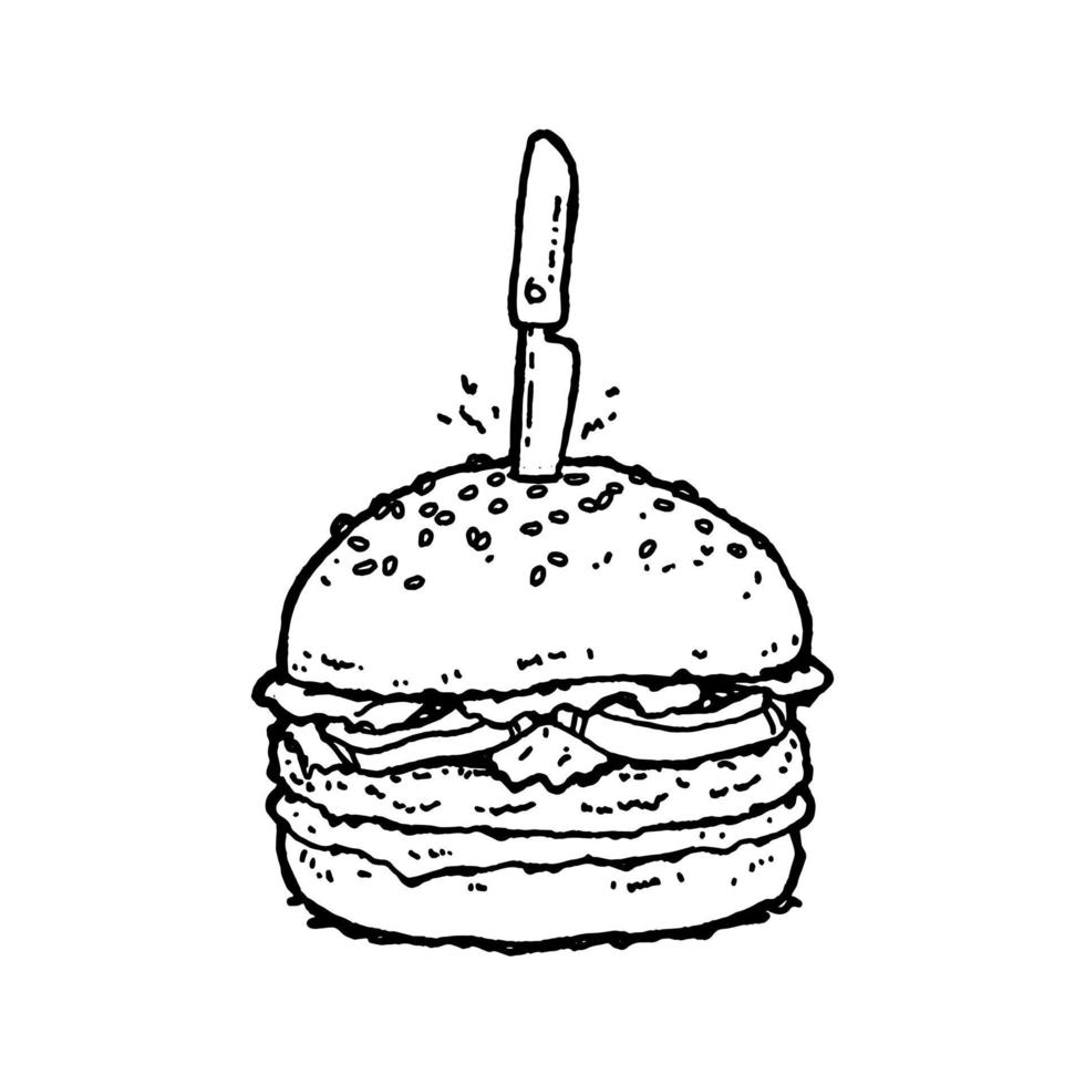 design burger dessin au trait illustration vecteur