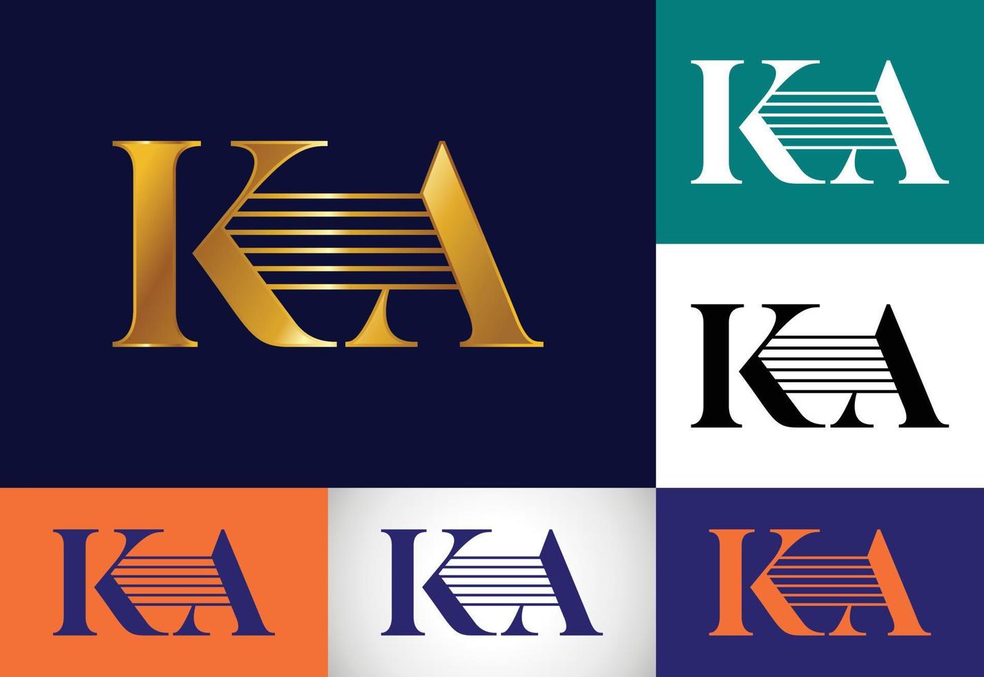 modèle vectoriel de conception de logo de lettre de monogramme initial ka. création de logo de lettre ka