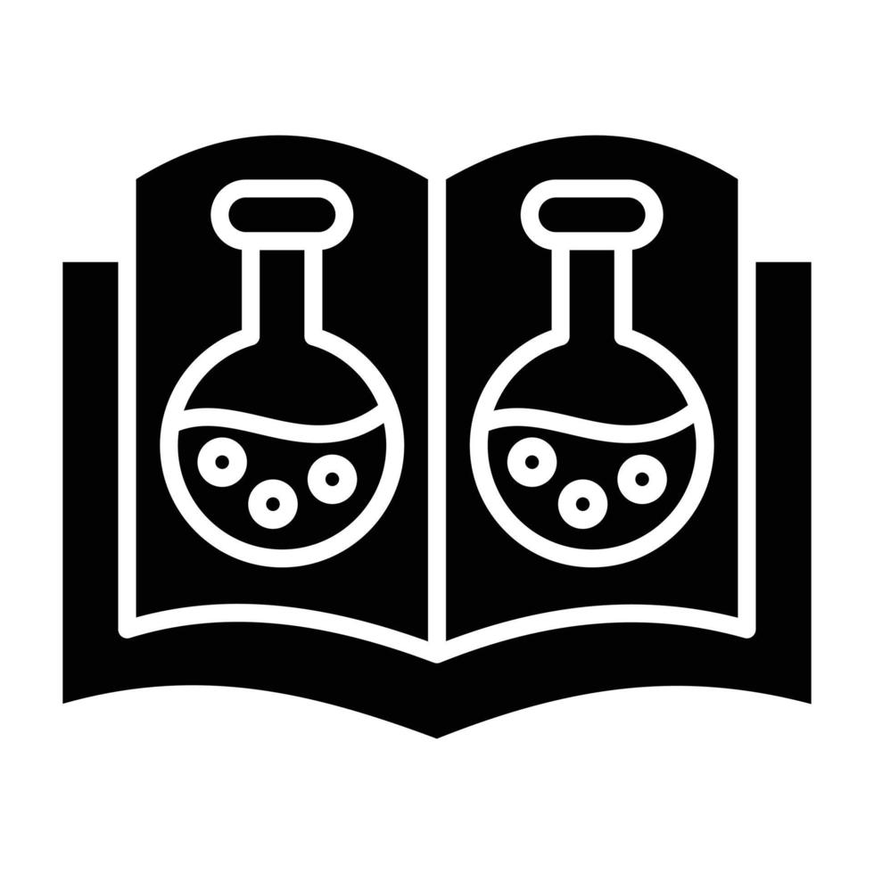 style d'icône de livre ouvert de chimie vecteur