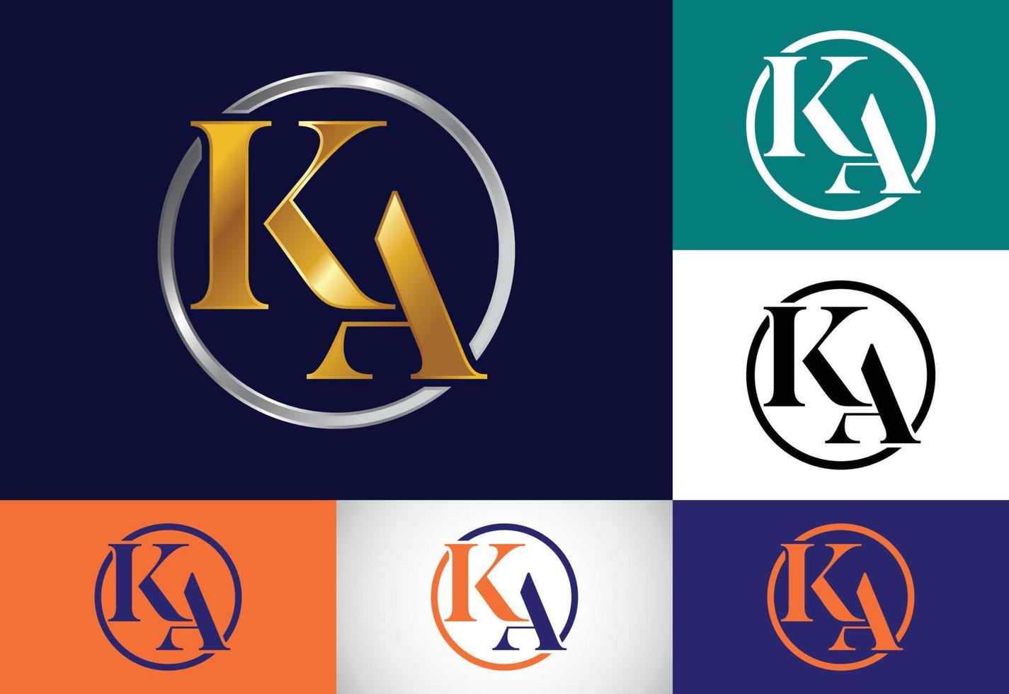 modèle vectoriel de conception de logo de lettre de monogramme initial ka. création de logo de lettre ka