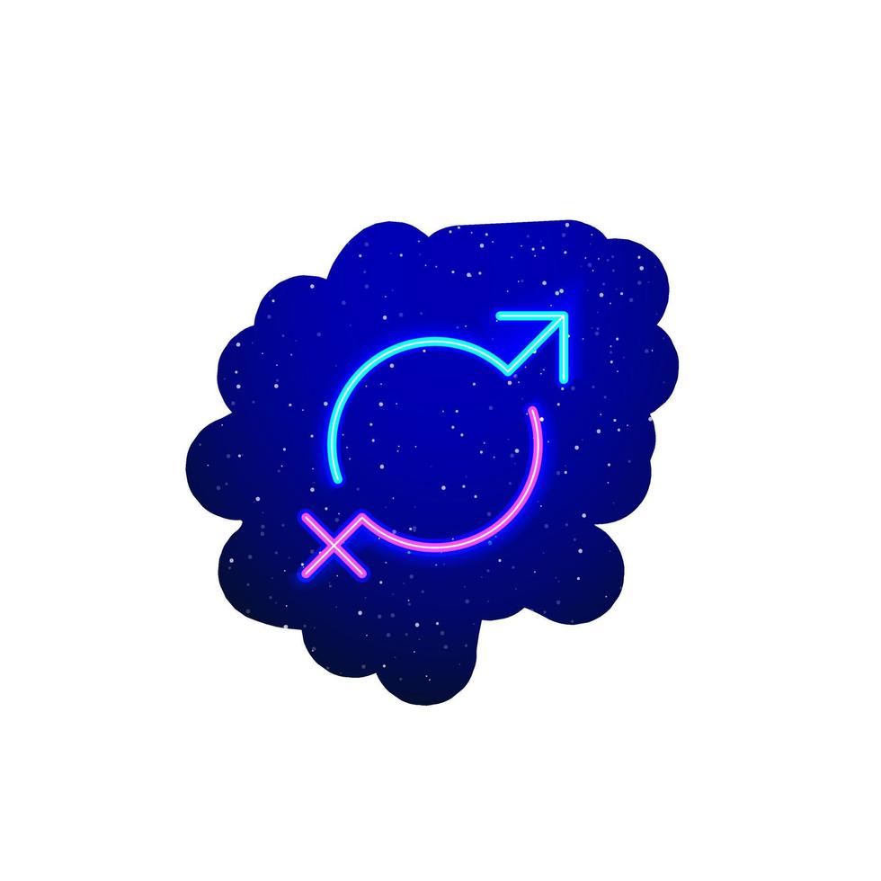 néon led rose et bleu type d'icône de signe mâle-femelle. icône néon réaliste bleu nuit. spectacle de flèches mâle-femelle au néon. isolé sur fond blanc. vecteur