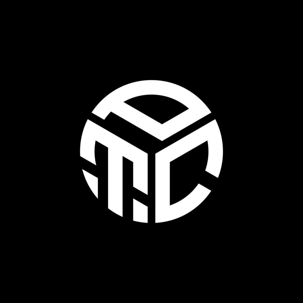 création de logo de lettre ptc sur fond noir. concept de logo de lettre initiales créatives ptc. conception de lettre ptc. vecteur