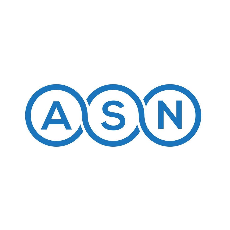 création de logo de lettre asn sur fond blanc. concept de logo de lettre initiales créatives asn. conception de lettre asn. vecteur