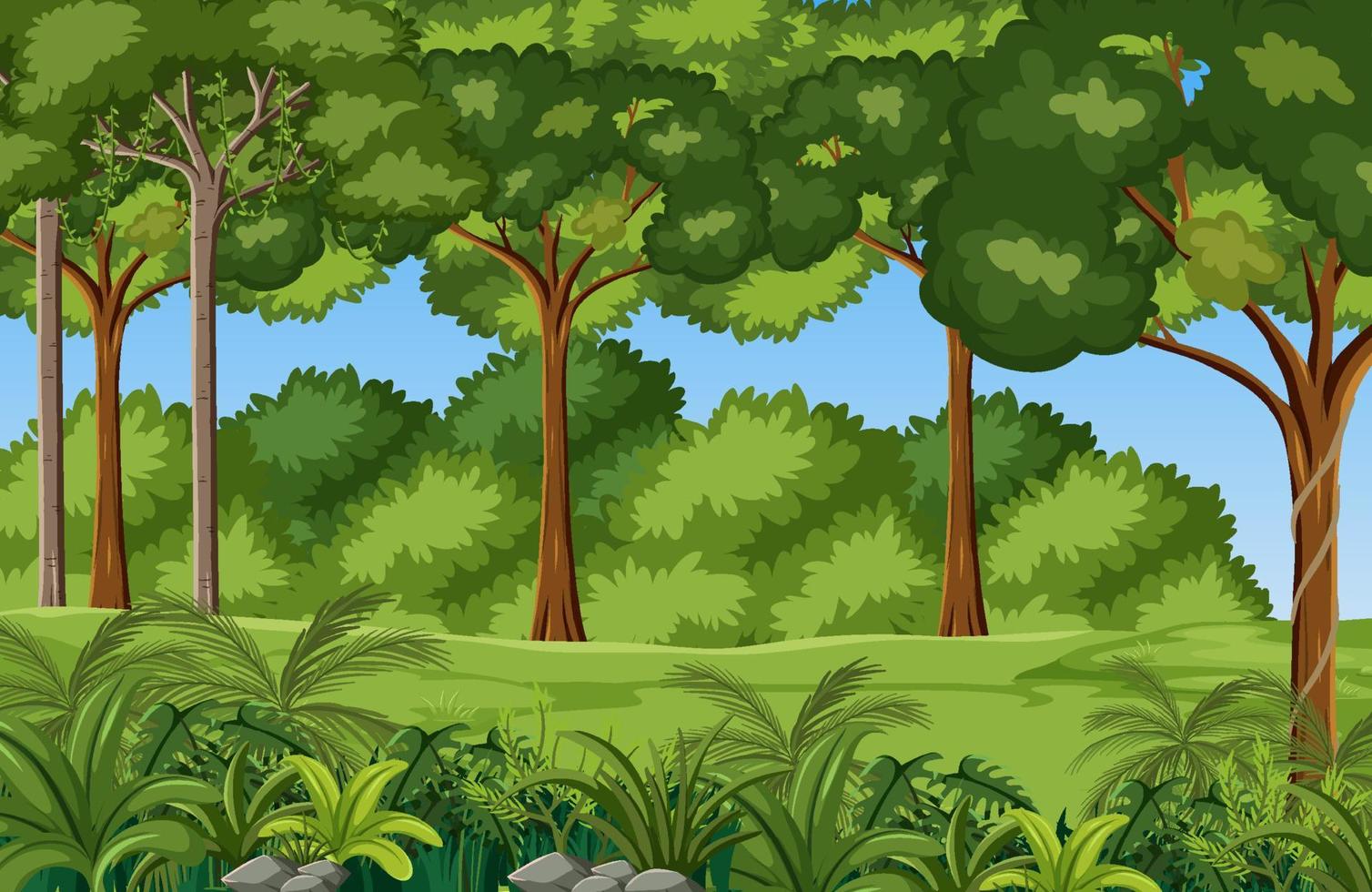 fond d'environnement de jungle de dessin animé vecteur