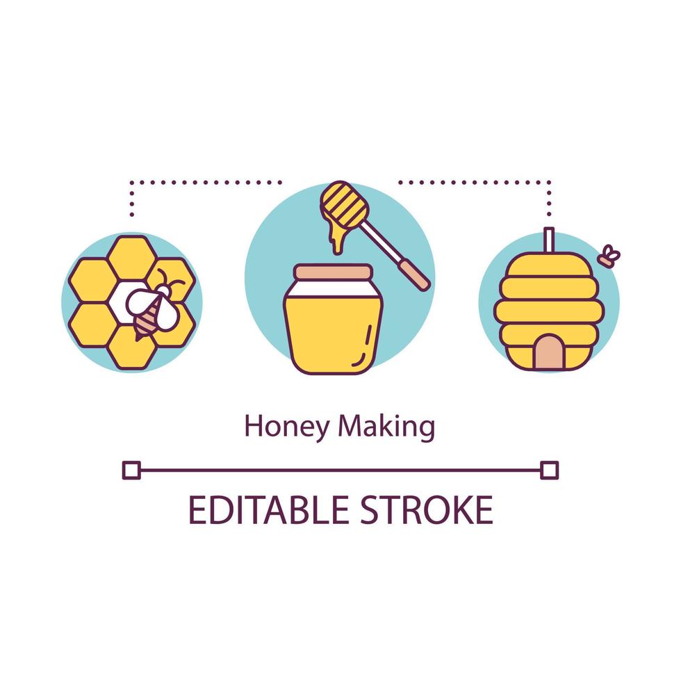 icône de concept de fabrication de miel. illustration de la ligne mince de l'idée de production locale. artisanat alimentaire régional dans les villages. produit naturel et biologique. dessin de contour isolé de vecteur. trait modifiable vecteur