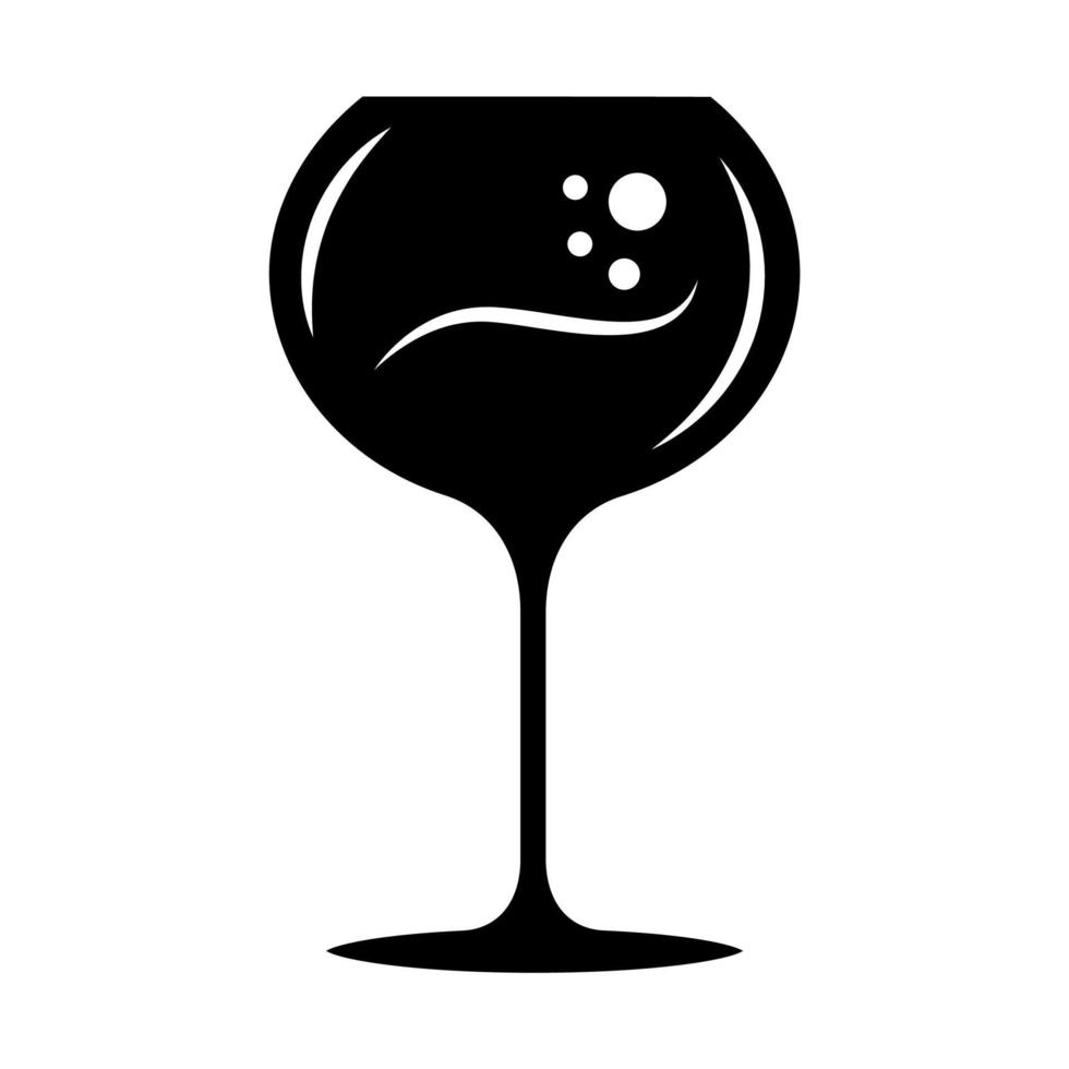 icône de glyphe de verre à vin. verre à vin chardonnay. boisson alcoolisée avec des bulles. cocktail de fête. boisson apéritive sucrée. vaisselle, verrerie. symbole de la silhouette. espace négatif. illustration vectorielle isolée vecteur