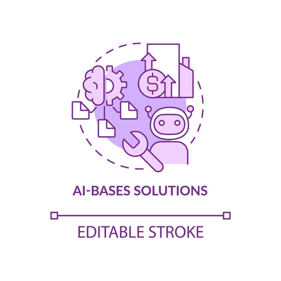 ai bases solutions icône de concept violet. technologie rentable. web 3 0 idée abstraite illustration fine ligne. dessin de contour isolé. trait modifiable. arial, myriade de polices pro-gras utilisées vecteur