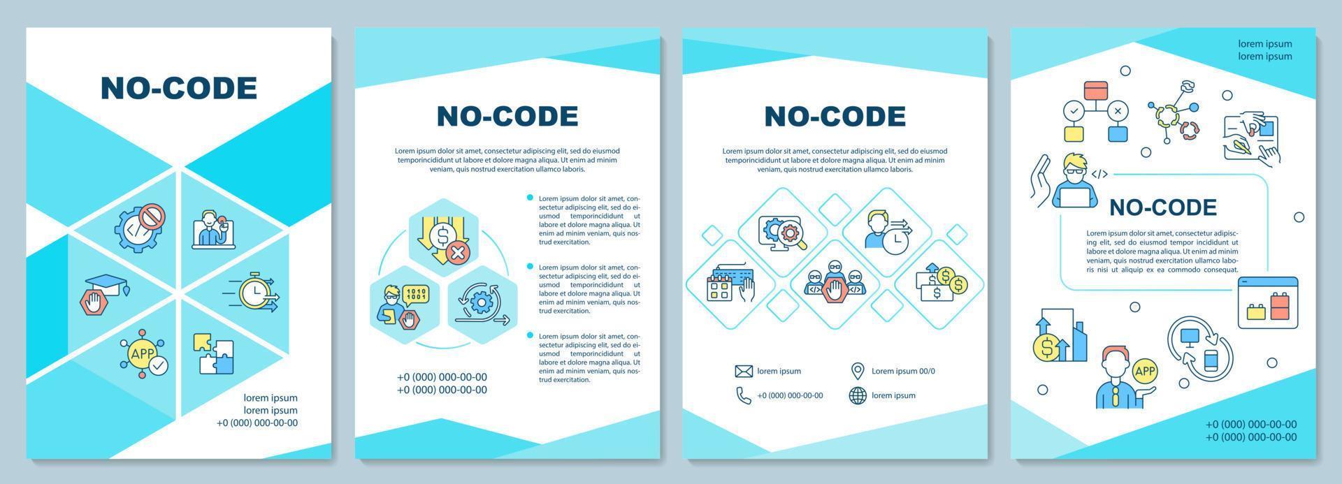 aucun modèle de brochure de code. solution web 3 0. conception d'impression de livret avec des icônes linéaires. mises en page vectorielles pour la présentation, les rapports annuels, les publicités. arial-black, une myriade de polices pro-régulières utilisées vecteur