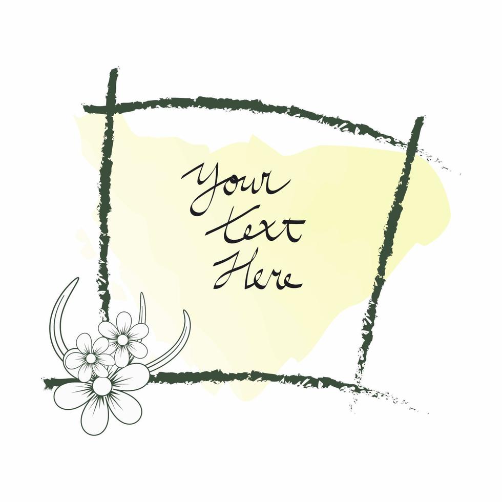 cadre de texte avec fleur. adapté aux cartes de vœux, cartes de mariage vecteur