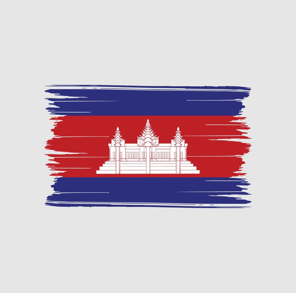 coups de pinceau du drapeau du cambodge. drapeau national vecteur