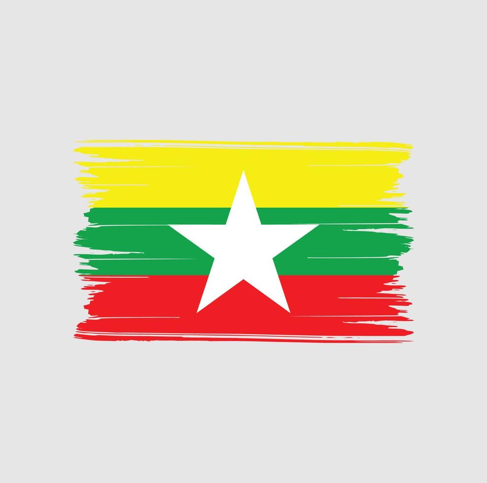 coups de pinceau du drapeau du myanmar. drapeau national vecteur