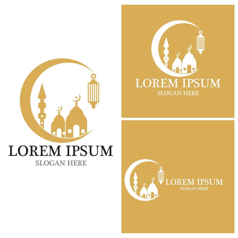 icône de la mosquée et modèle de vecteur de symbole