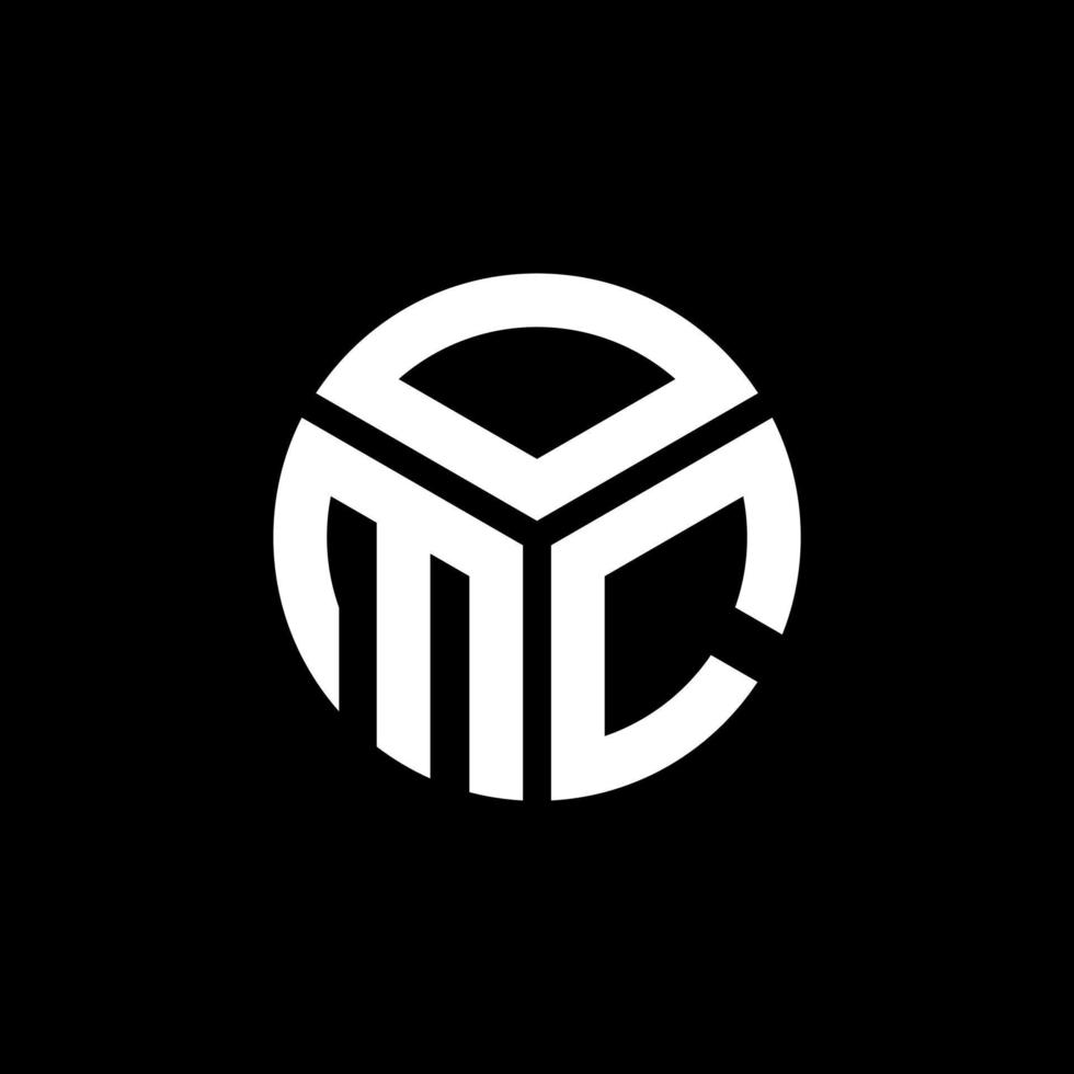 création de logo de lettre omc sur fond noir. concept de logo de lettre initiales créatives omc. conception de lettre omc. vecteur