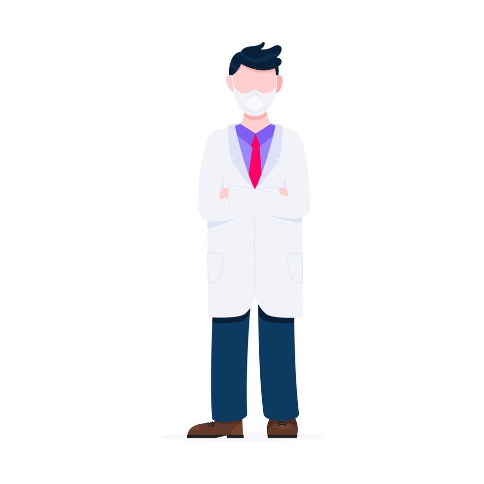 docteur debout et tenir croisant ses mains illustration vectorielle de style plat design vecteur