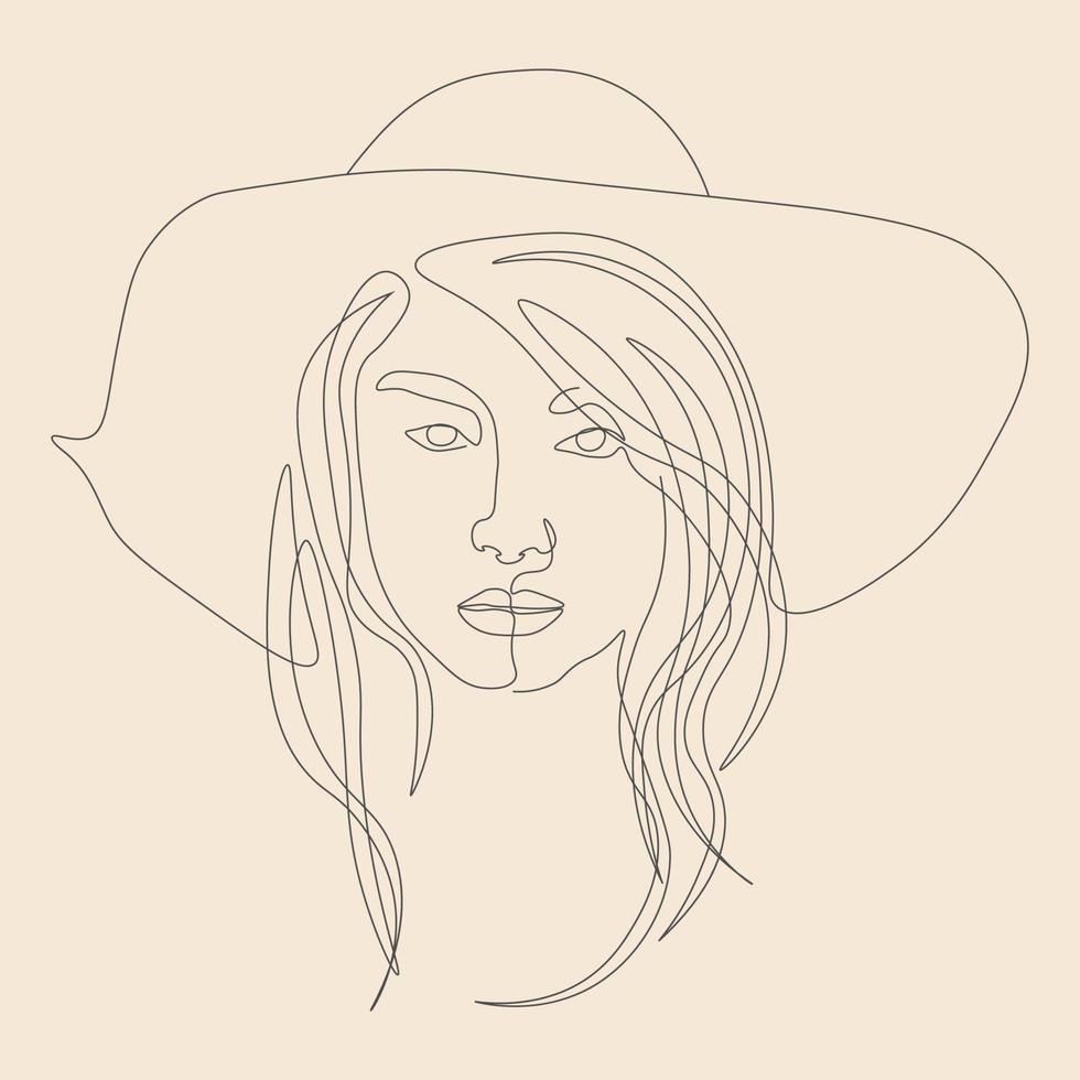 une ligne art moderne dessinés à la main femmes potrait visage illustration vecteur