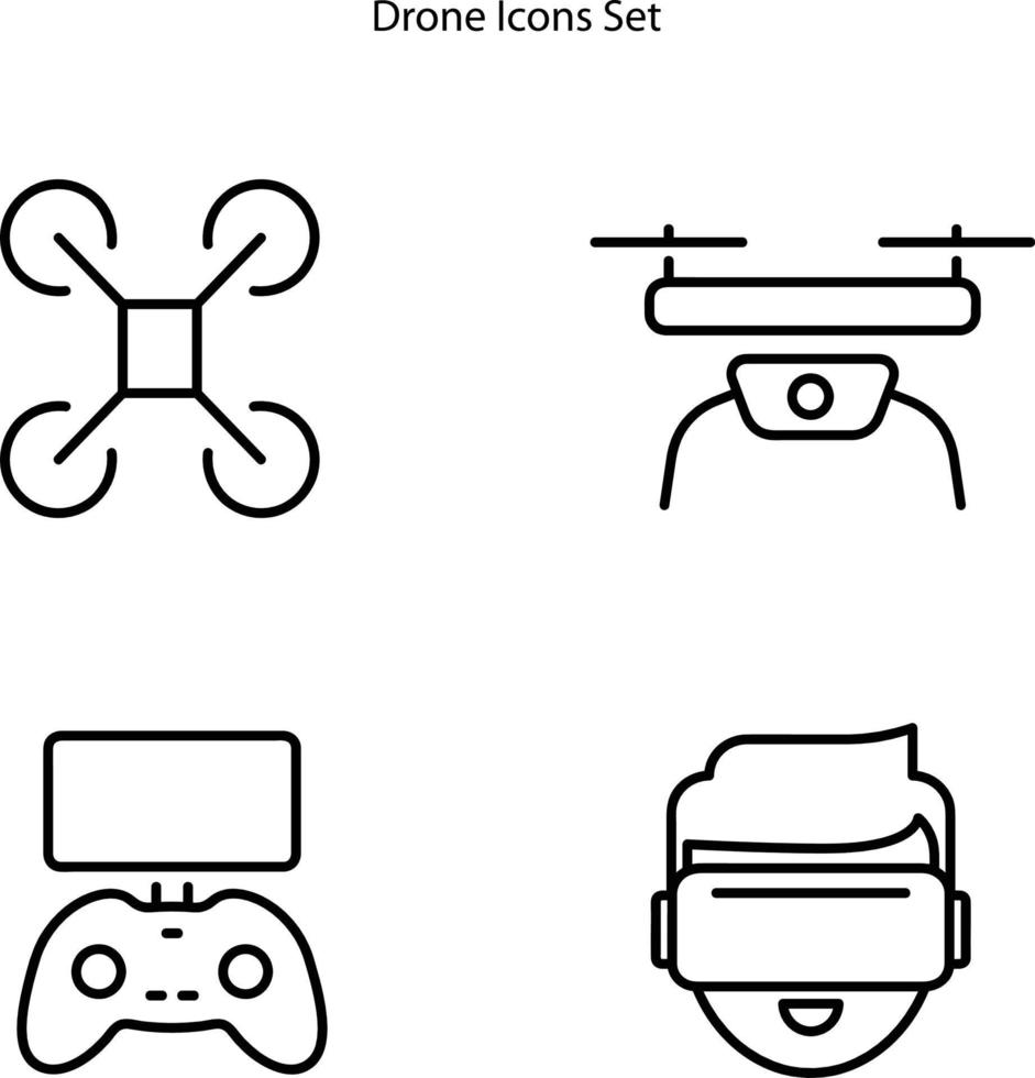icône de drone isolé sur fond blanc de la collection d'éléments de drone. icône de drone symbole de drone tendance et moderne pour le logo, le web, l'application, l'interface utilisateur. signe simple d'icône de drone. vecteur