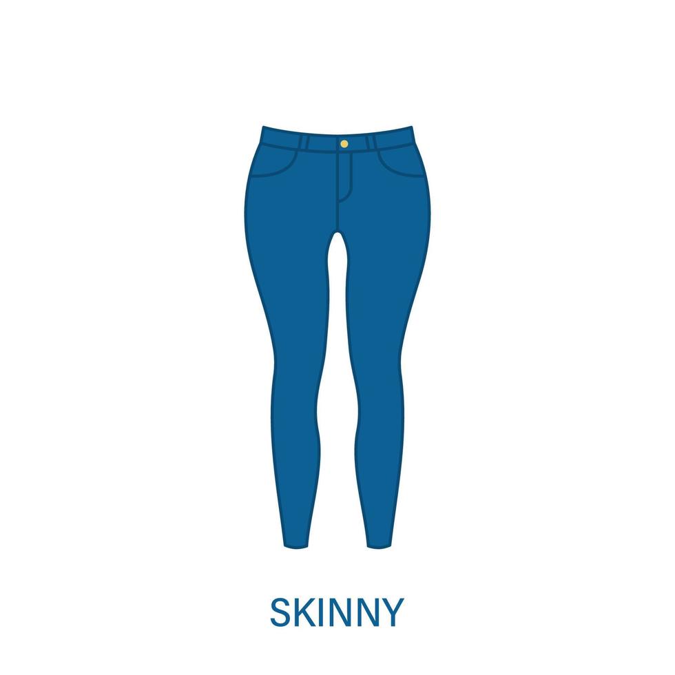 pantalon skinny type d'icône de silhouette de pantalon femme. style de vêtement féminin moderne. vêtements décontractés de mode. beau type de pantalon jeans femme. pantalons, pantalons amples. illustration vectorielle isolée. vecteur