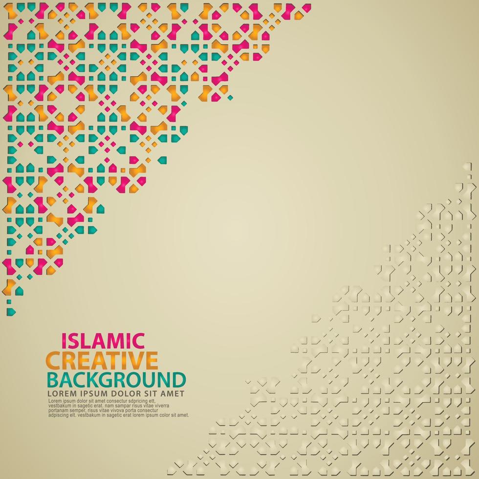 modèle de fond de carte de voeux de conception islamique avec ornement coloré de mosaïque vecteur