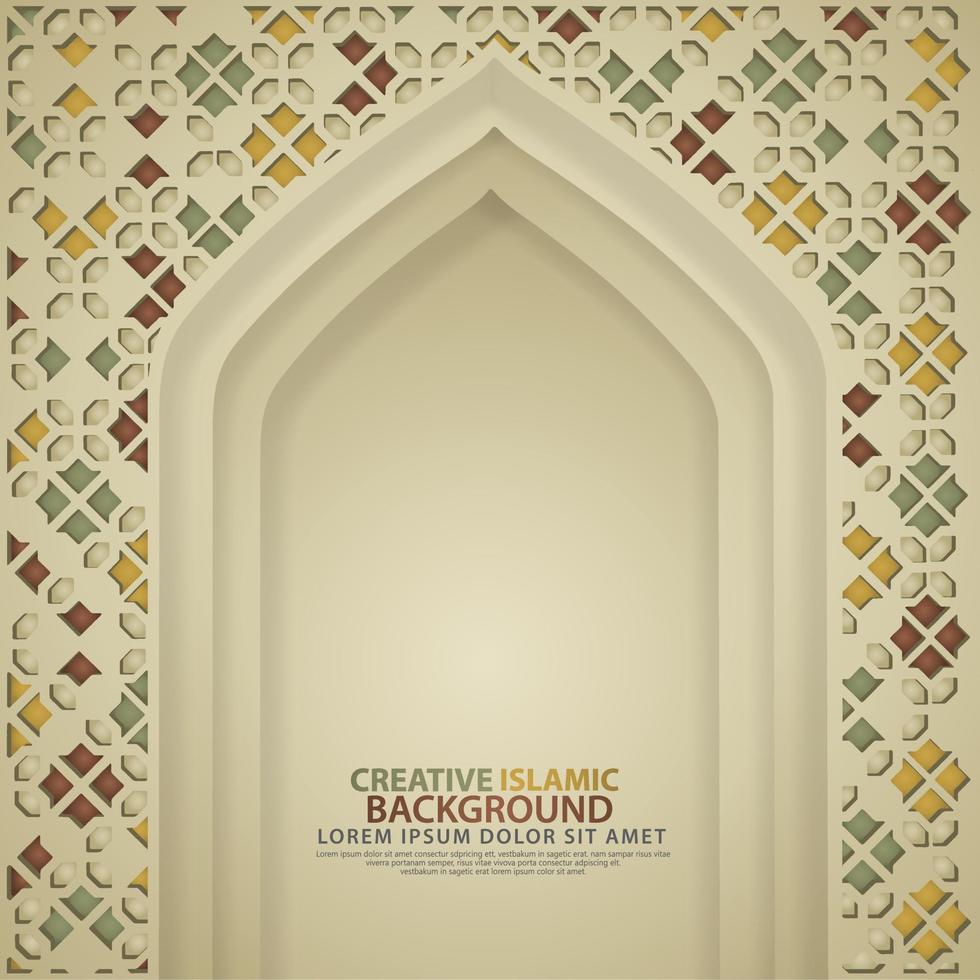 texture de mosquée de porte réaliste avec ornement de mosaïque pour les arrière-plans de conception islamique d'élément vecteur