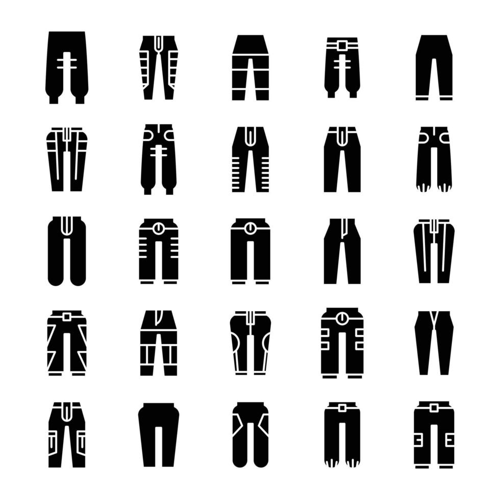 icônes de pantalons de pantalons de mode vecteur