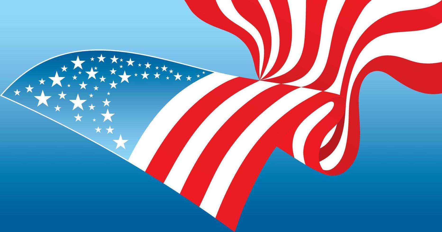 drapeau américain sur fond bleu ciel vecteur