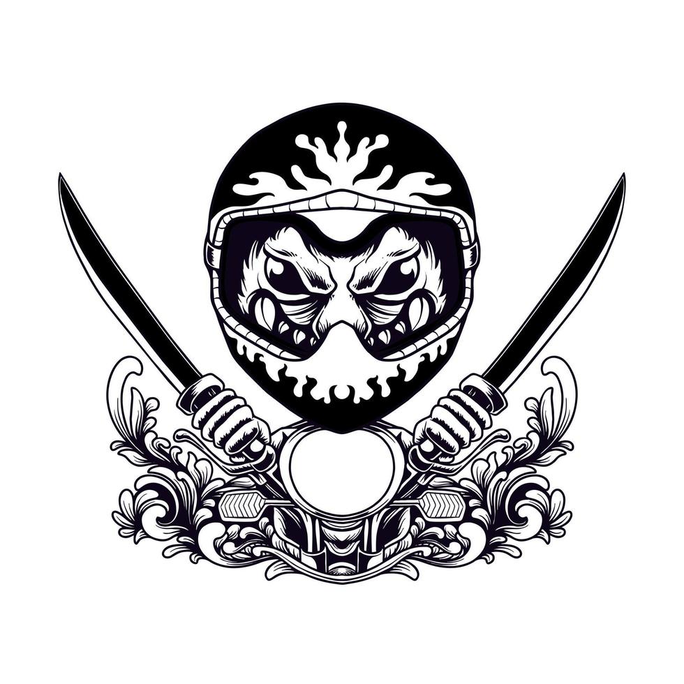 illustration vectorielle de samouraï cavalier moto vecteur