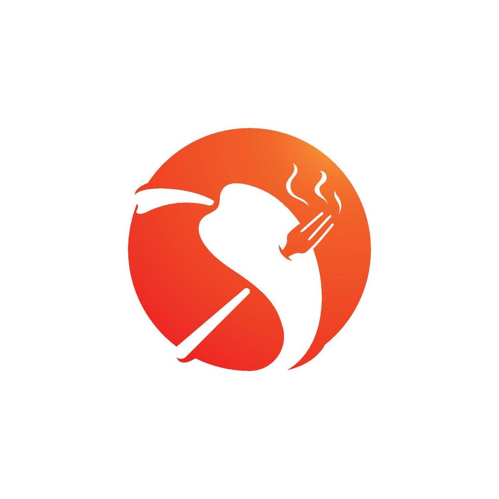 logo de piment avec modèle de symbole de nourriture épicée de vecteur de fourchette