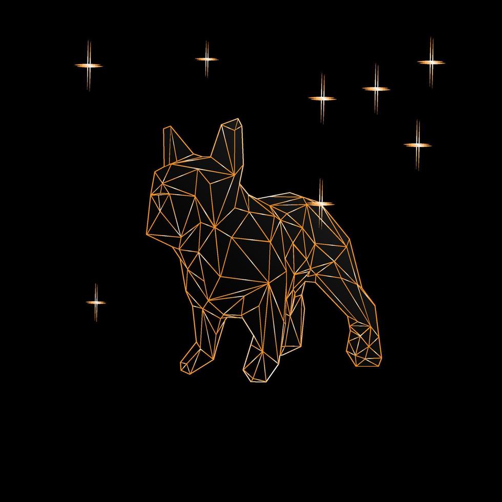 bouledogue français de style polygonal. vecteur