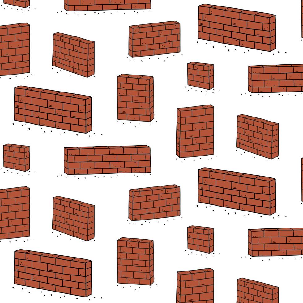 illustration vectorielle dessinés à la main du motif de mur de briques rouges. fond d'écran abstrait doodle. vecteur