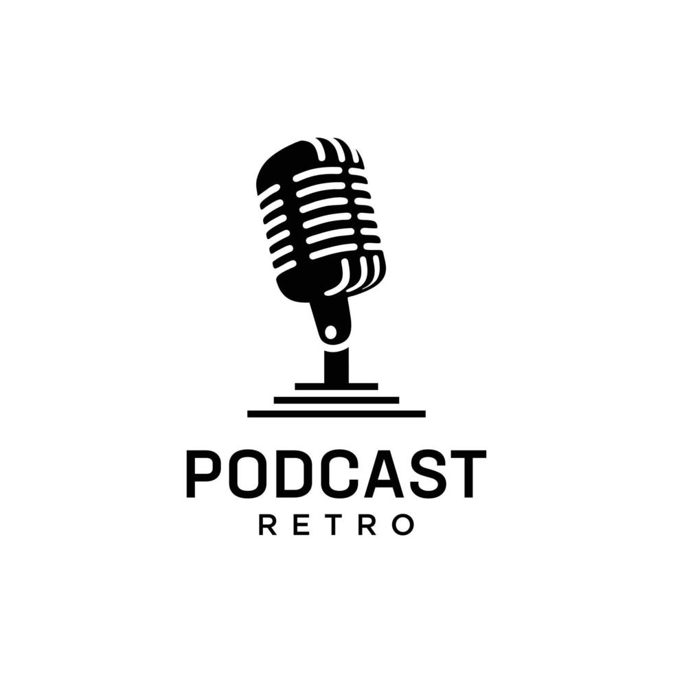 modèle de logo utilisable pour podcast rétro vecteur