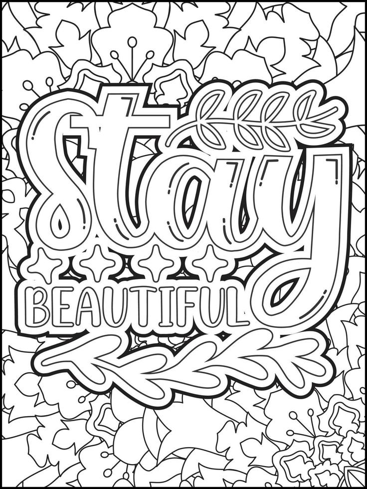 page de coloriage de citations de motivation. page de coloriage de citations inspirantes. page de coloriage de citations positives. ondes positives. mot de motivation de motivation. typographie motivationnelle. vecteur