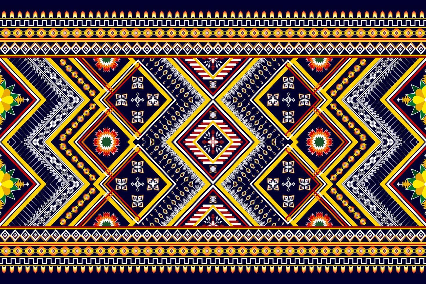 conception abstraite de motif ethnique géométrique. tapis en tissu aztèque ornement mandala ethnique chevron textile décoration papier peint. fond de vecteur de broderie traditionnelle ethnique indigène boho tribal