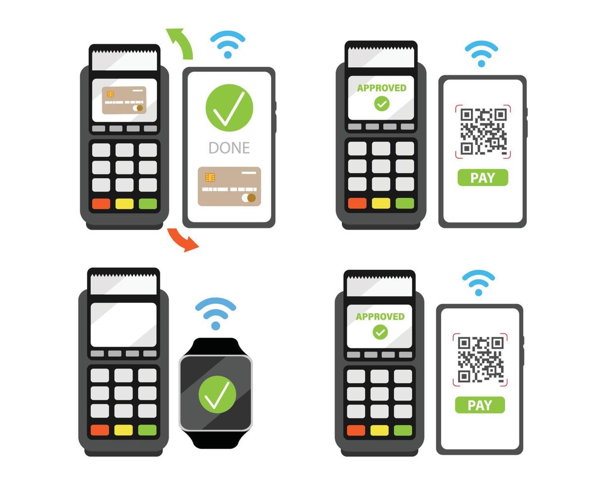 paiement mobile par smartphone, technologie nfc dans un paiement sans fil sans contact pour smartphone vecteur