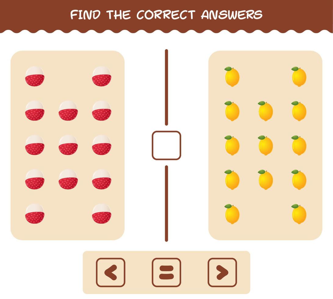 trouver les ombres correctes des fruits de dessin animé. jeu de recherche et d'association. jeu éducatif pour les enfants d'âge préscolaire et les tout-petits vecteur